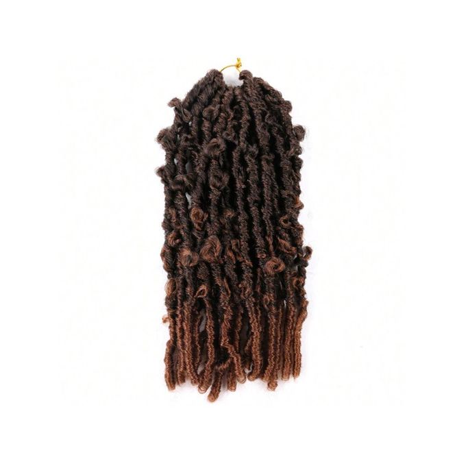 14Inches Braiding Hair Short Distressed Faux Crochet Braids Pre Looped Butterfly Bob Locs Natural image 2