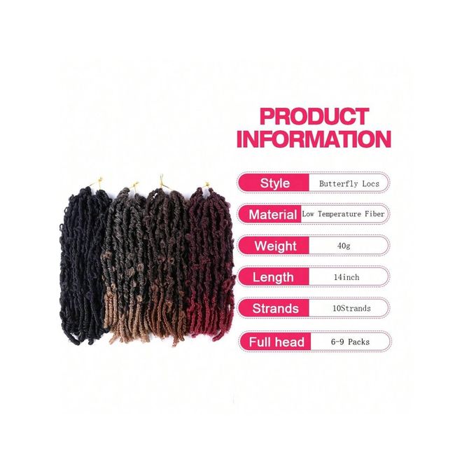 14Inches Braiding Hair Short Distressed Faux Crochet Braids Pre Looped Butterfly Bob Locs Natural image 3