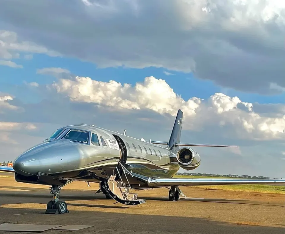 Cessna Citation Sovereign private jet on the apron in Nairobi