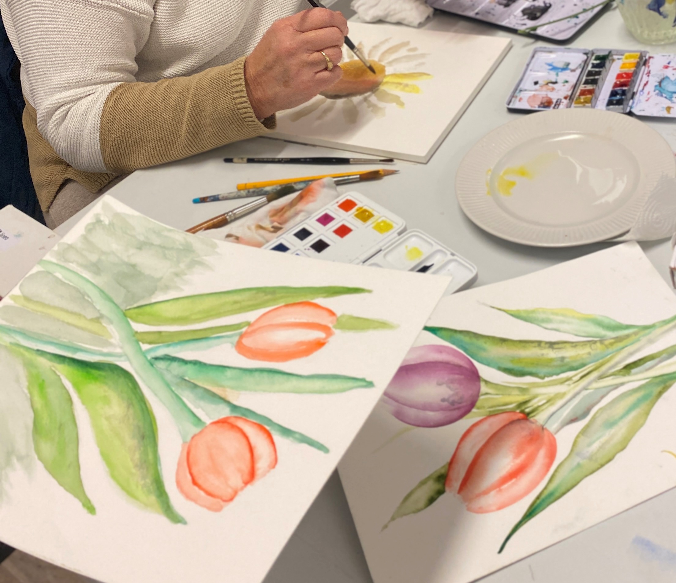 tulipaner - lær at male med akvarelmaling