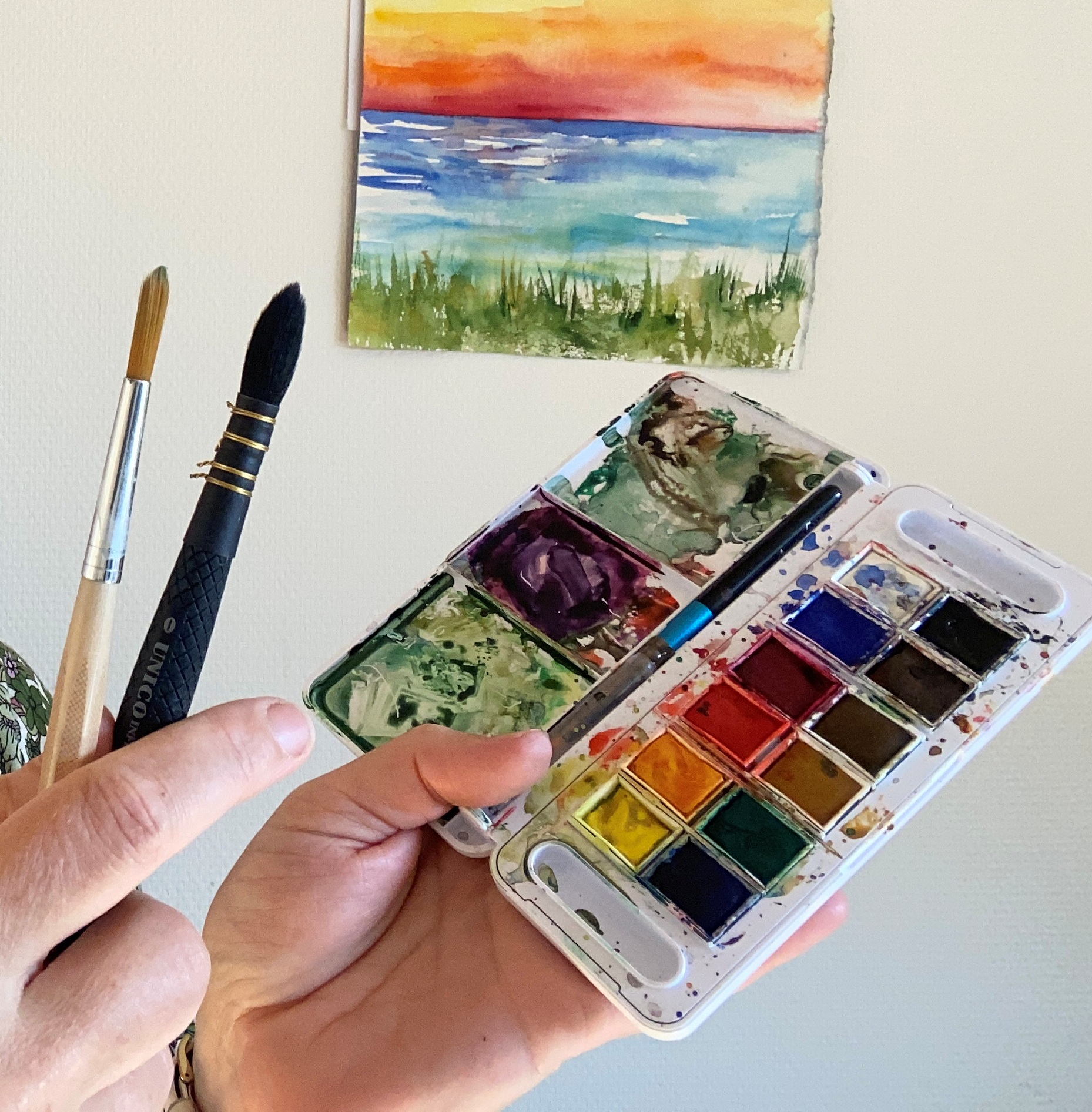 Akvarelkasse gaveide materialer til akvarel for begyndere 