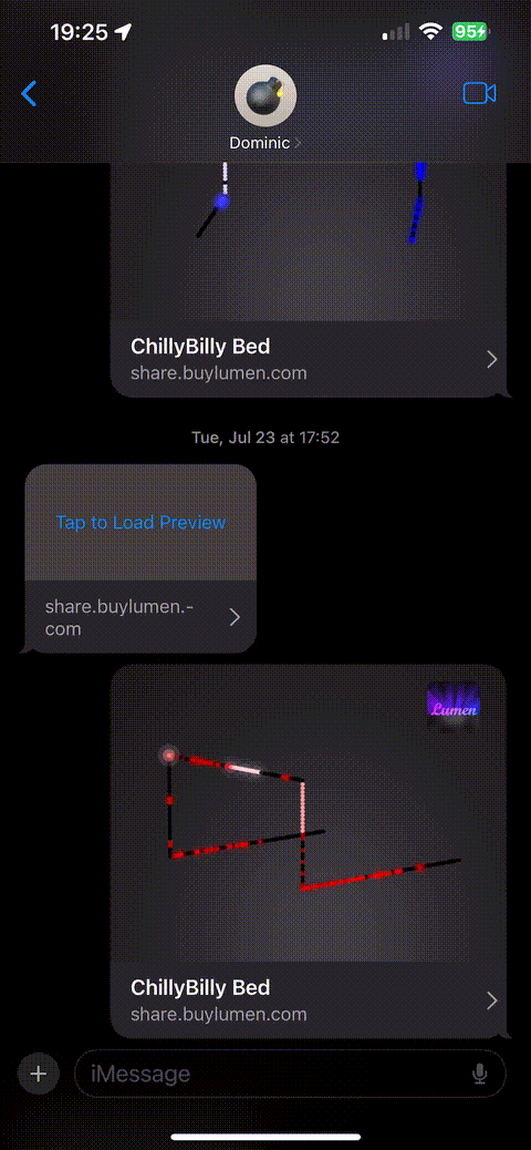 iMessage showing website links with my generated GIFs