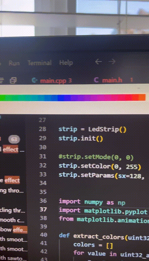 The second time I got the WLED simulator to output effects in Python