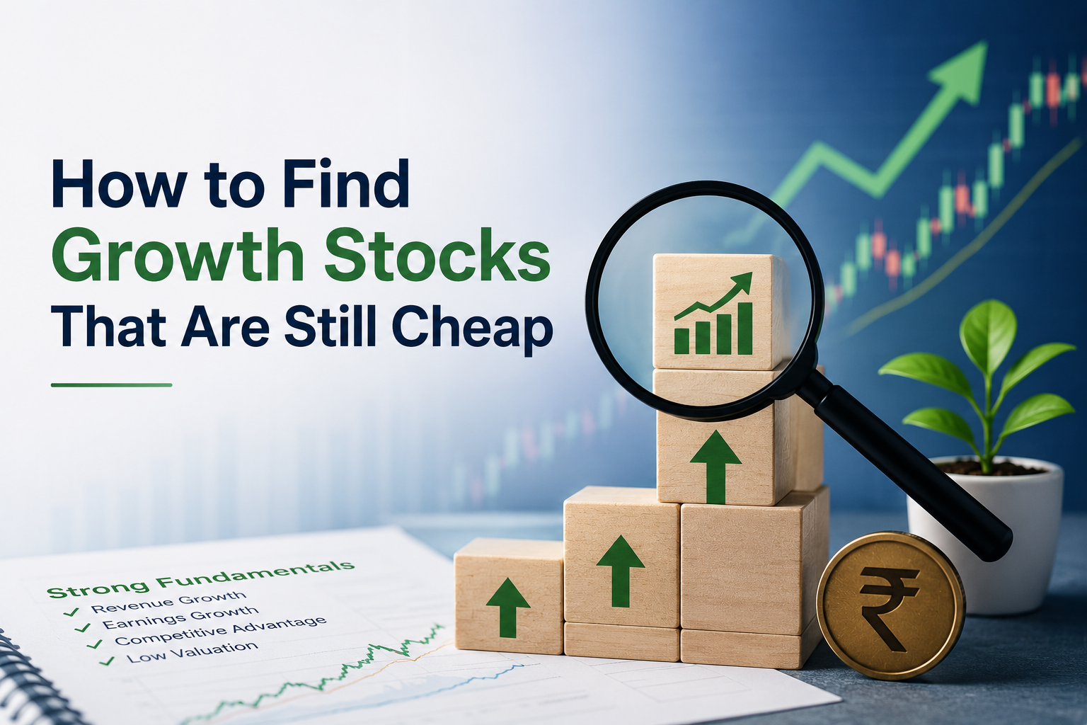 Chart showing stock price growth and P/E ratio, illustrating growth stock valuation.