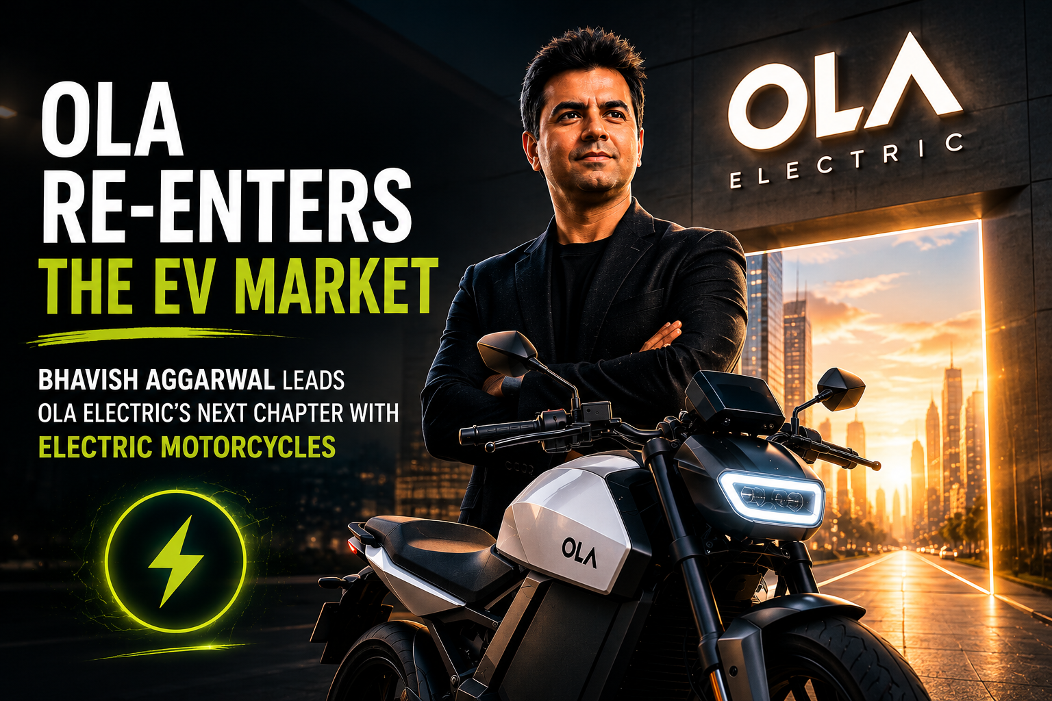 Bhavish Aggarwal of Ola Electric announces new affordable electric motorcycle launch plans for India.