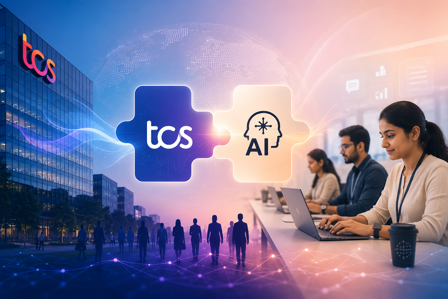 TCS and Anthropic logos with the Claude AI branding, signifying a major tech partnership in the Indian IT sector.