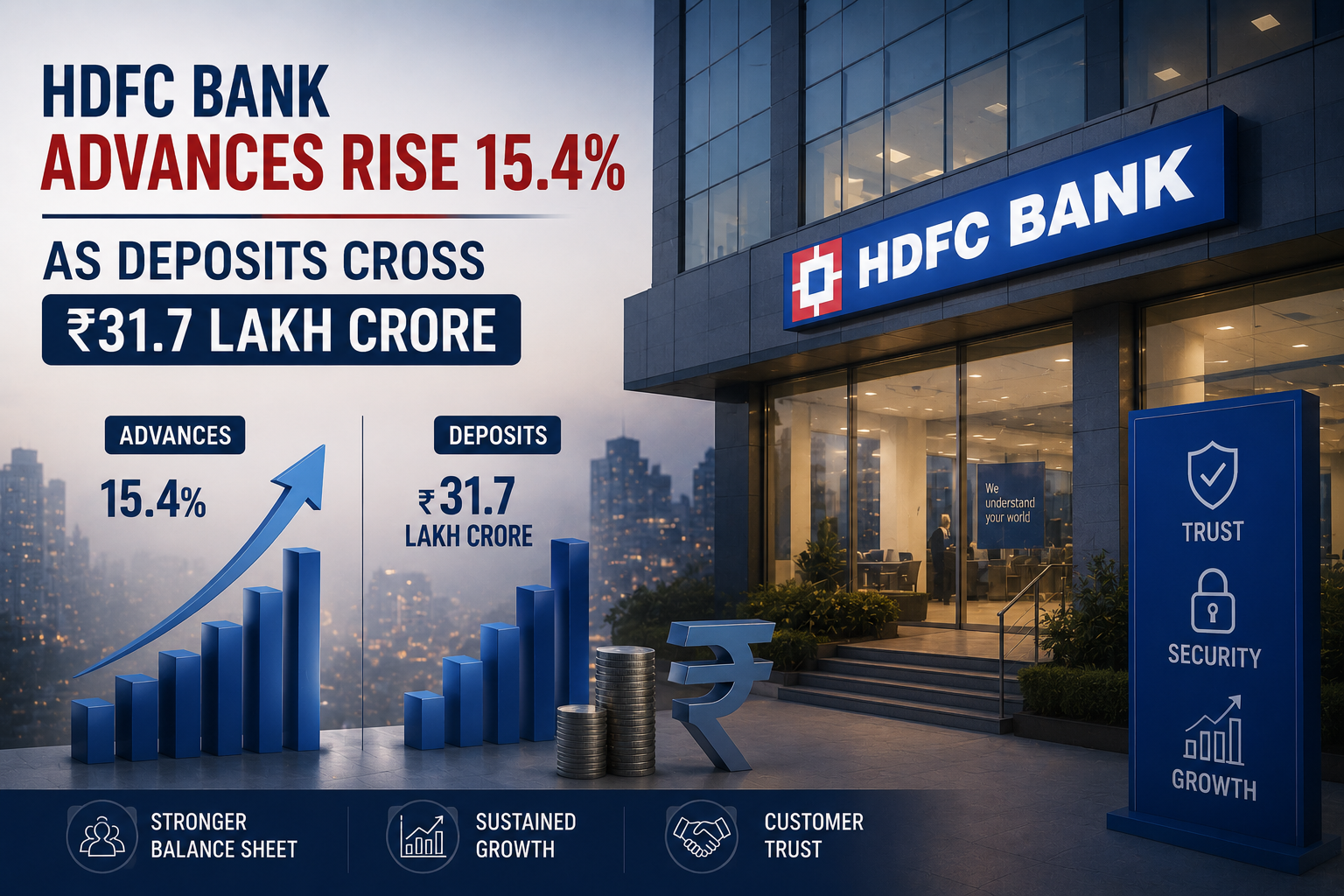 HDFC Bank branches and ATMs, symbolising banking services and financial growth in India.