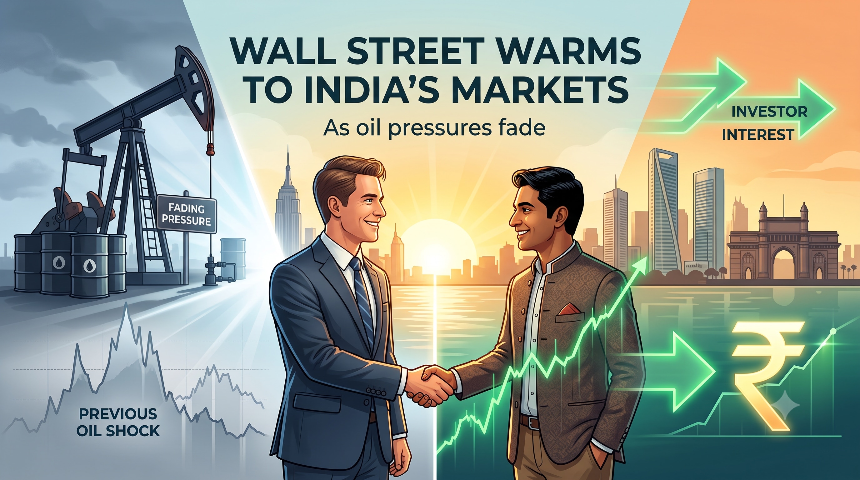 Bullish Wall Street trend shows positive outlook for India's stock market as oil prices fall.