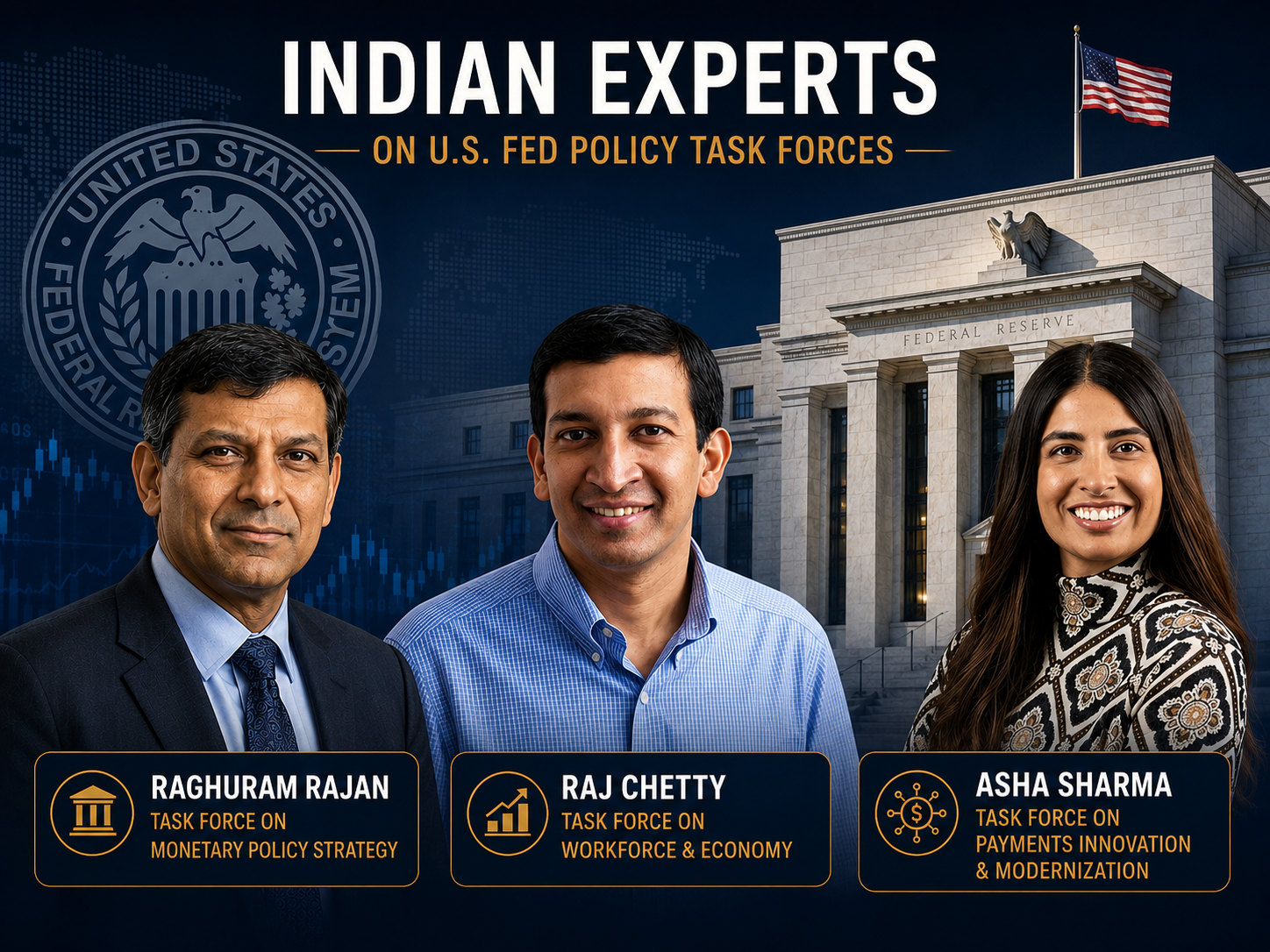 Three Indian-origin experts appointed to US Federal Reserve policy review task forces focusing on monetary policy and economi