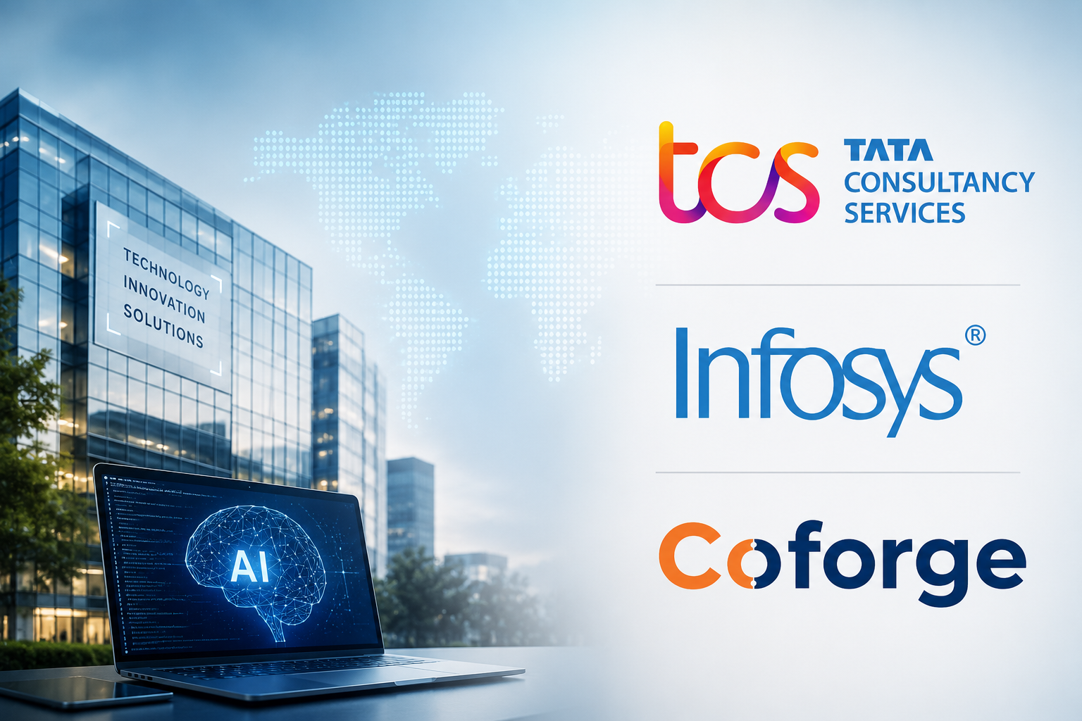 Nifty IT index chart showing a 2.5% rally, driven by AI optimism and strong performance from TCS and Infosys.