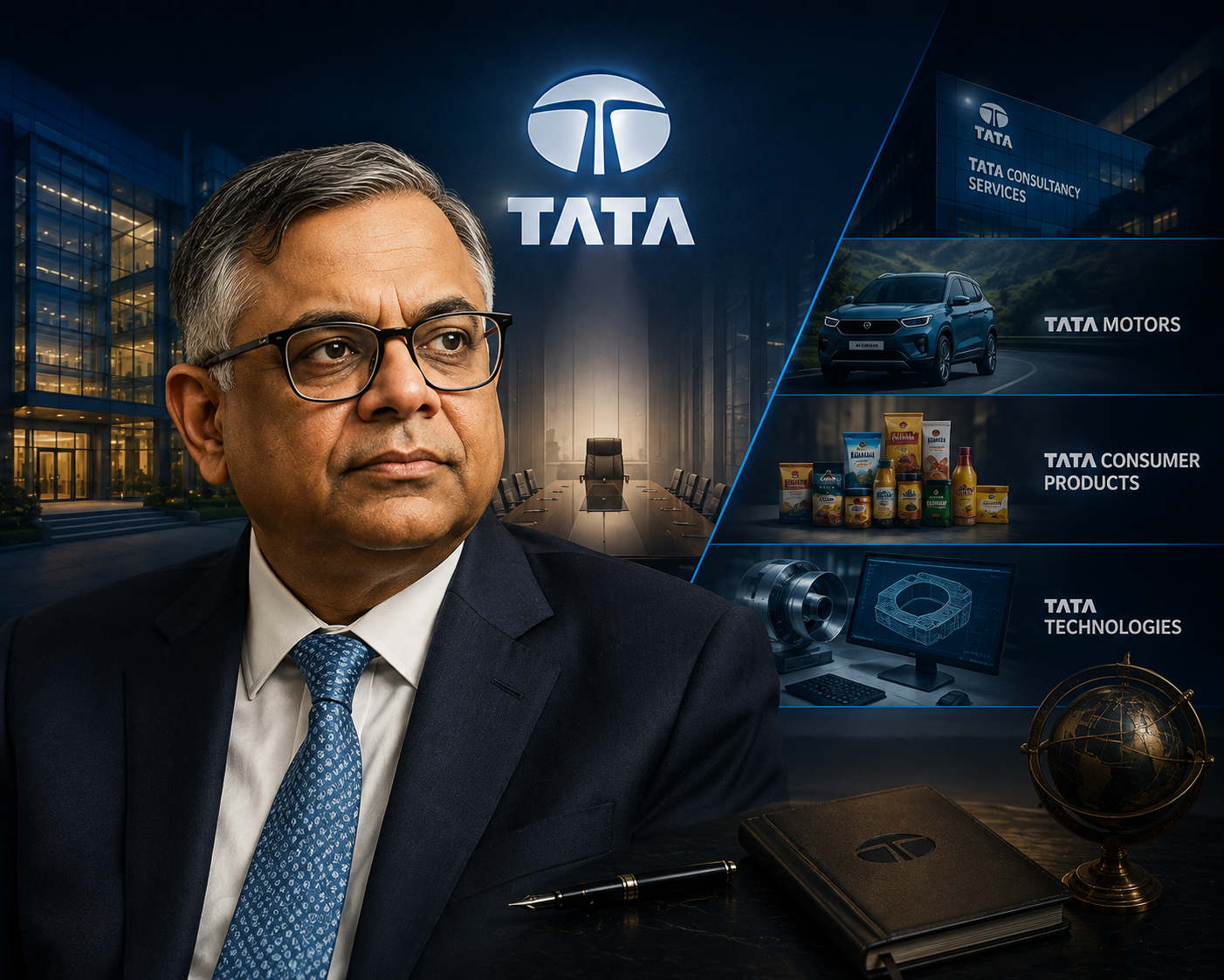 N Chandrasekaran, former Chairman of Tata Sons, in a formal setting.