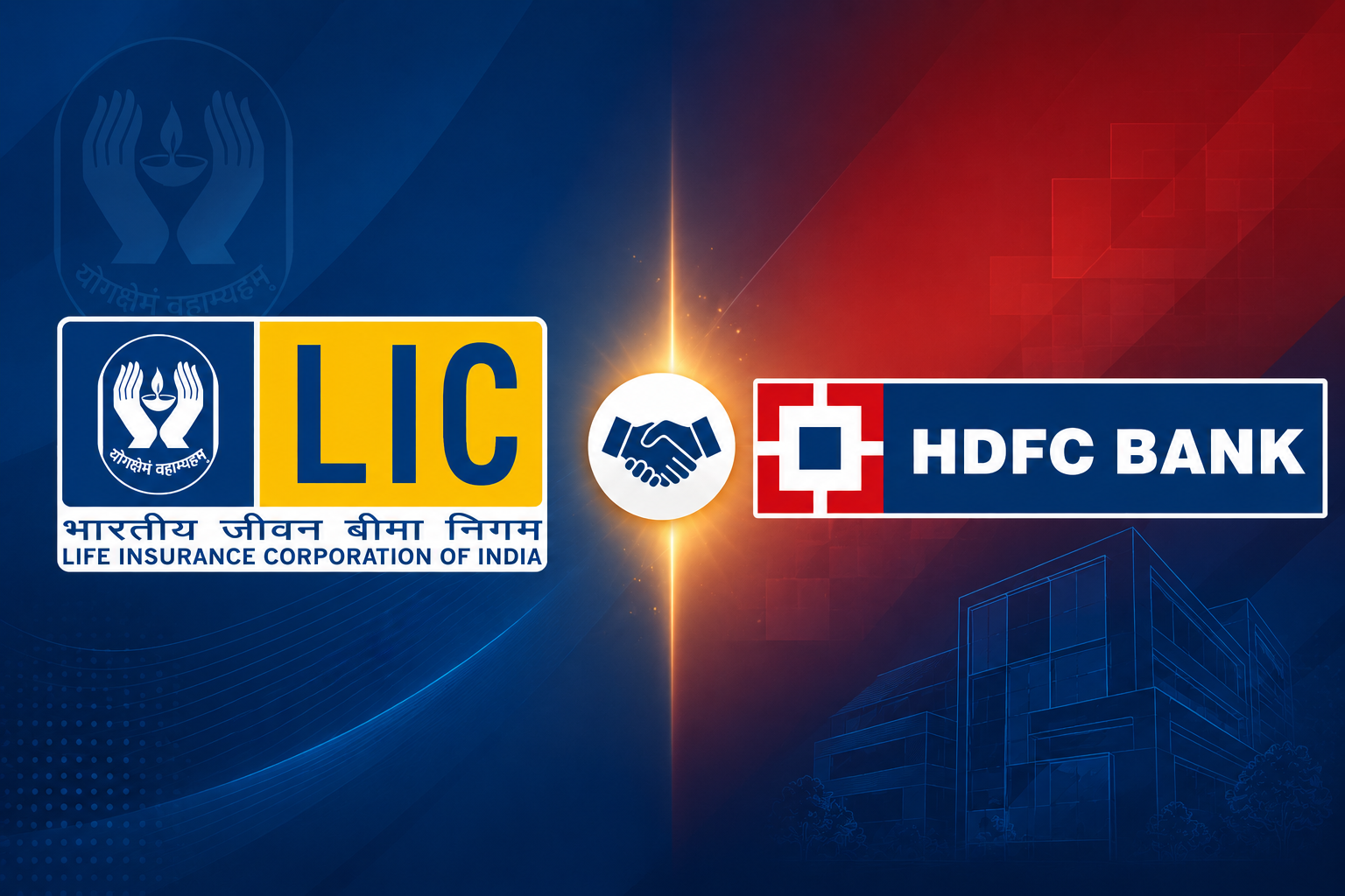 LIC logo next to HDFC Bank logo with RBI stamp of approval