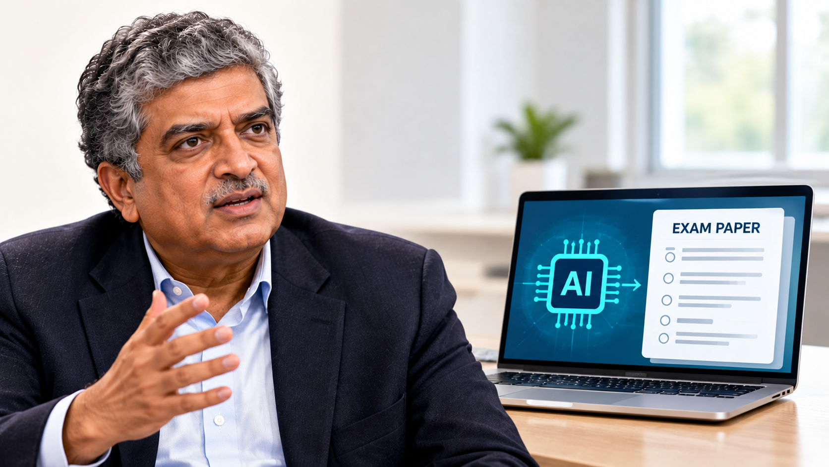 Nandan Nilekani suggests AI for creating secure exam papers to prevent leaks in Indian competitive exams.
