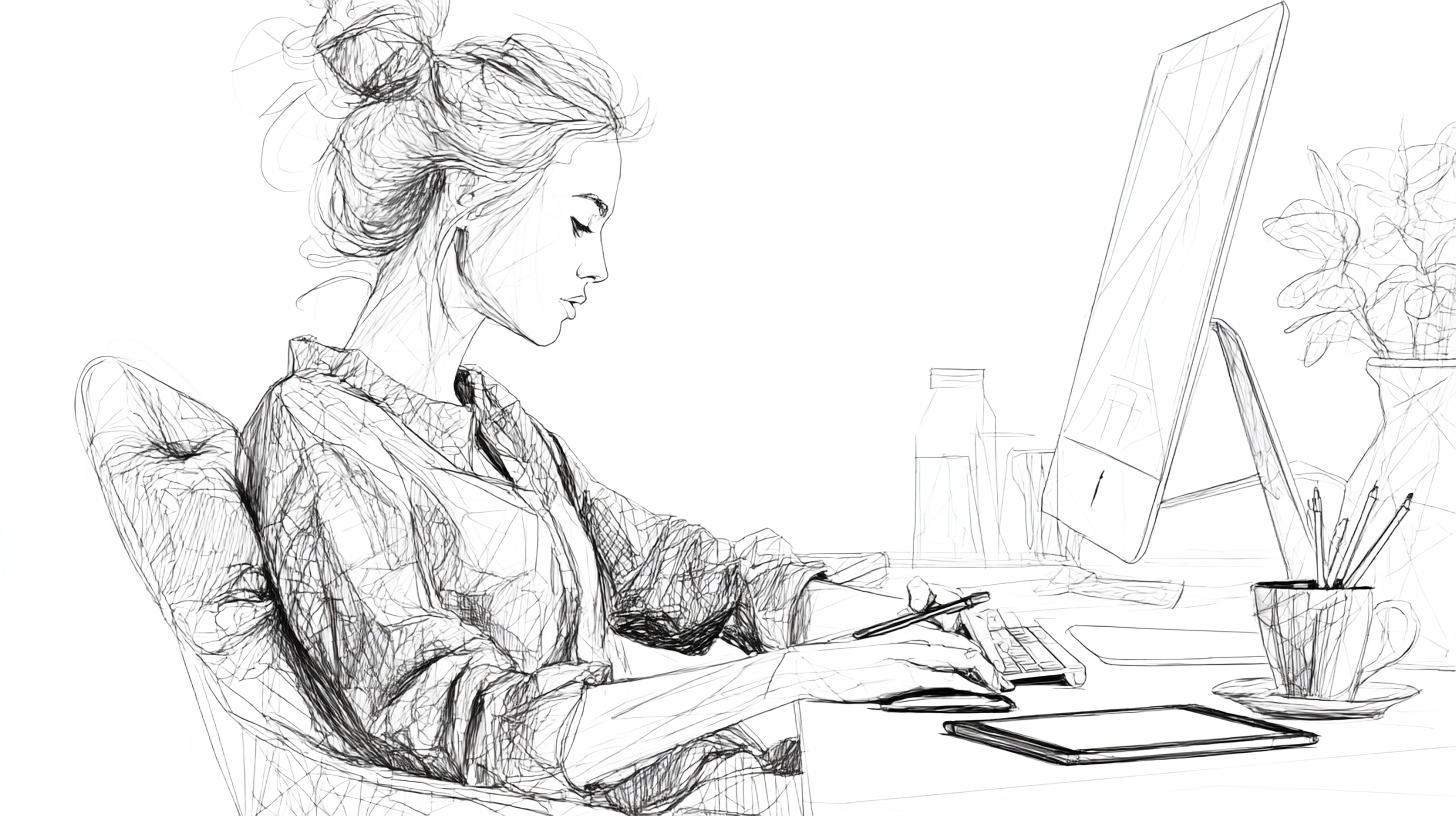 A person working at the desk