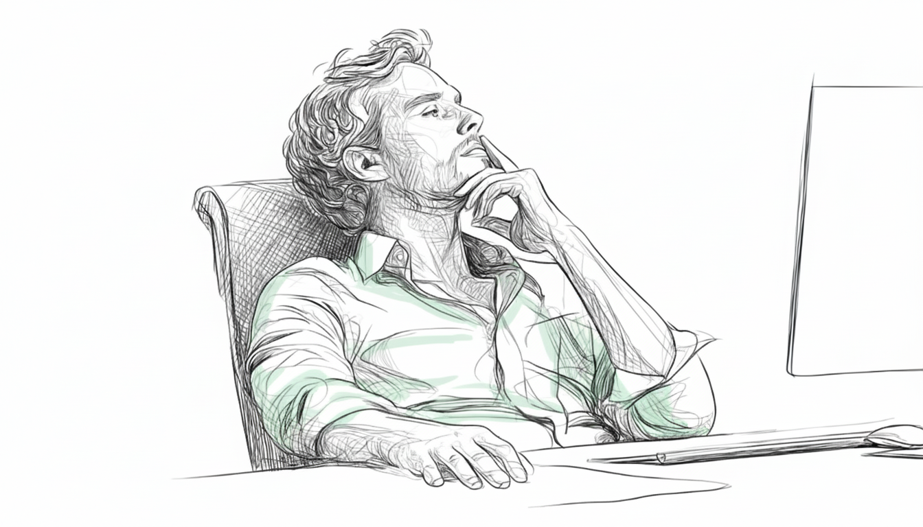 A man in a chair with hand on chin and relaxed pose