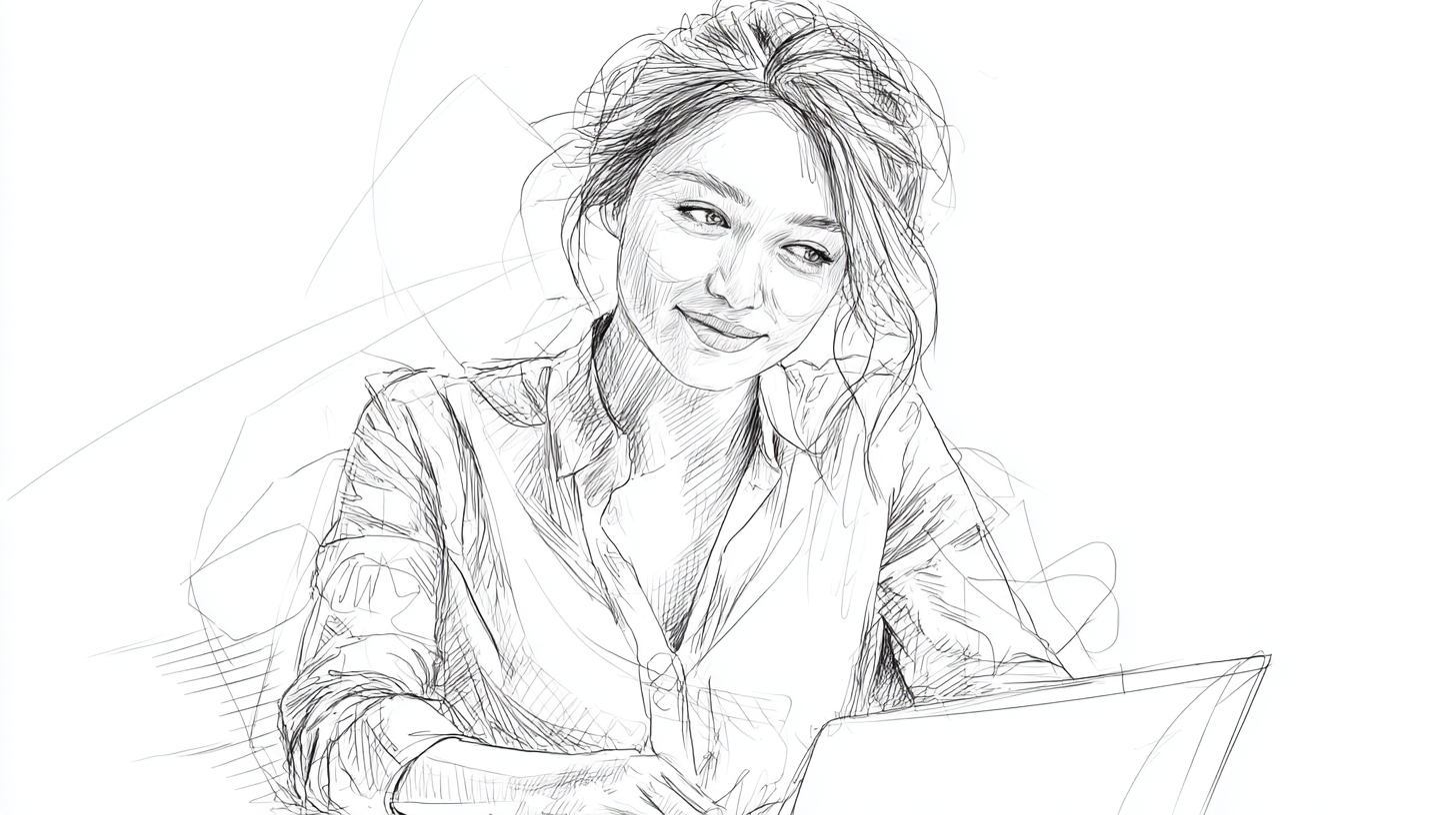 A woman in a shirt working at her desk.
