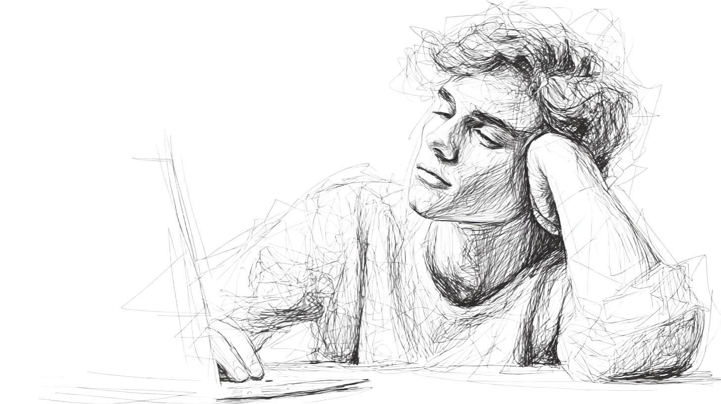 A person resting their head on one hand, eyes closed, with a thoughtful expression.