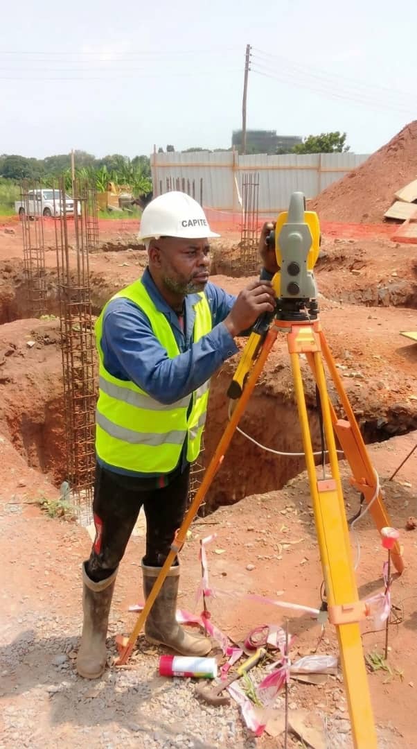 GroMon Build engineer surveying and setting out a foundation on site