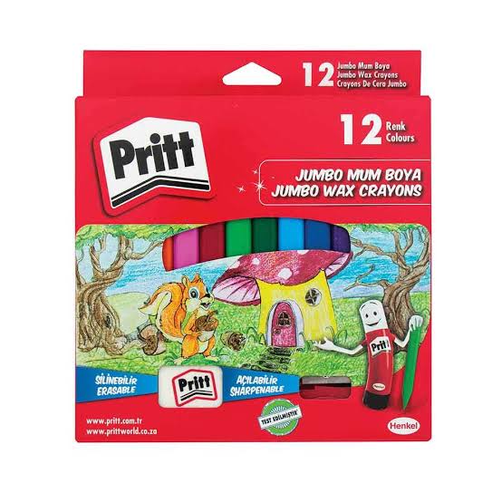 Pritt Jumbo Üçgen Silinebilir Mum Boya 12'li