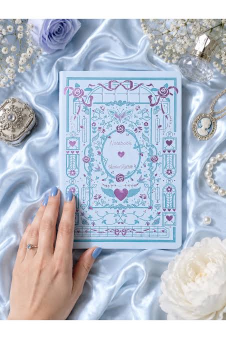 Victoria's Journals Amour Vegan Deri Sert Kapak Çizgili Defter - Mavi