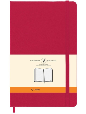 Victorias Journals Classic Sert Kapak Çizgili Defter - Fuşya