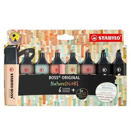 Stabilo Boss Original Nature Colors 6+2 Textmarker