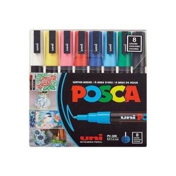 Uni Posca 0.9-1.3 Su Bazlı Markör Kalem Ana Renkler 8li Pc-3m 8c