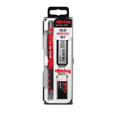 Rotring Tikky Okul Seti 0.7 Mm Kırmızı Versatil Uçlu Kalem-Silgi-Uç