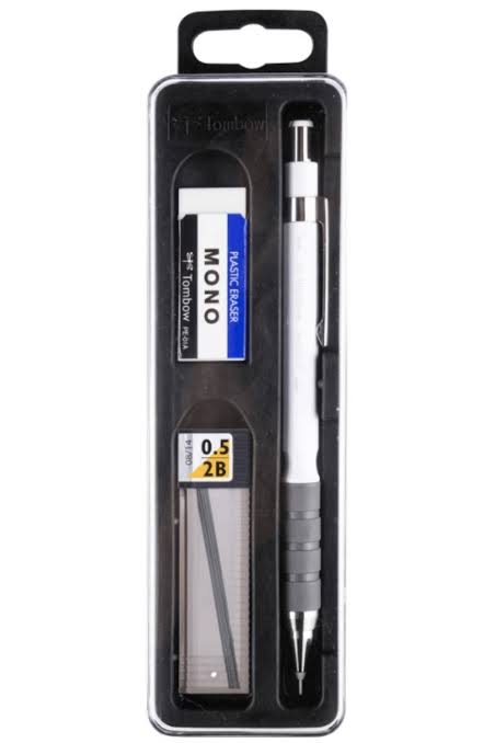 Tombow SH-300 Grip Mekanik Kurşun Kalem Plastik Kutulu Set 0.5 mm Beyaz