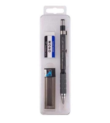 Tombow SH-300 Grip Mekanik Kurşun Kalem Plastik Kutulu Set 0.7 mm Siyah