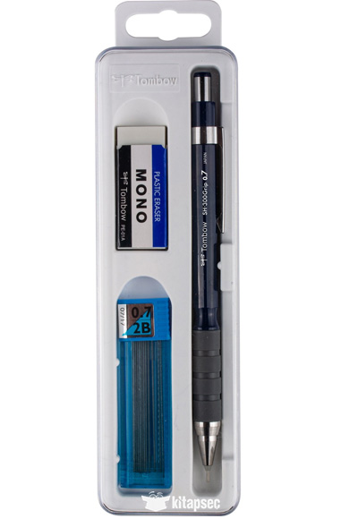 Tombow SH-300 Grip Mekanik Kurşun Kalem Plastik Kutulu Set 0.7 mm Lacivert