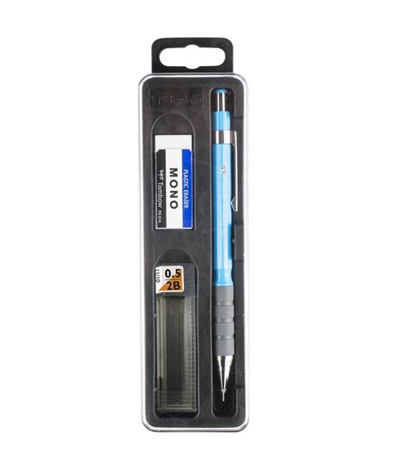 Tombow SH-300 Grip Mekanik Kurşun Kalem Plastik Kutulu Set 0.5 mm Mavi
