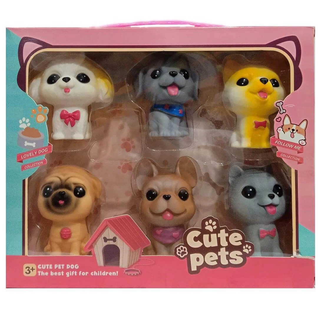 Cute Pets Miniş Köpekler 6'lı Figür Oyuncak Seti 