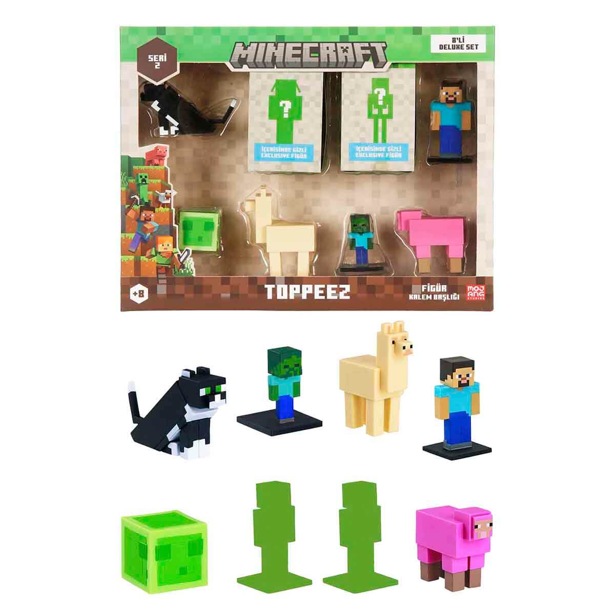 Minecraft 3D Toppeez Deluxe 8’li Figür Seti S2-- Steve'Li Set