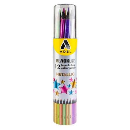 Adel Black Line Metalik Kuruboya 12 Li Metal Tüp