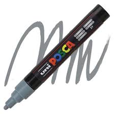 Uni Posca Pc-5m Su Bazlı Markör 1.8-2.5 Mm - Grey