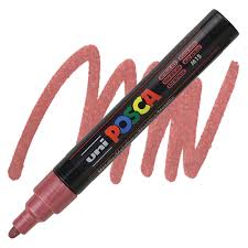 Uni Posca 1.8-2.5 Su Bazlı Poster Markörü M.Kırmızı Npc-5m Metalik Kırmızı (N)