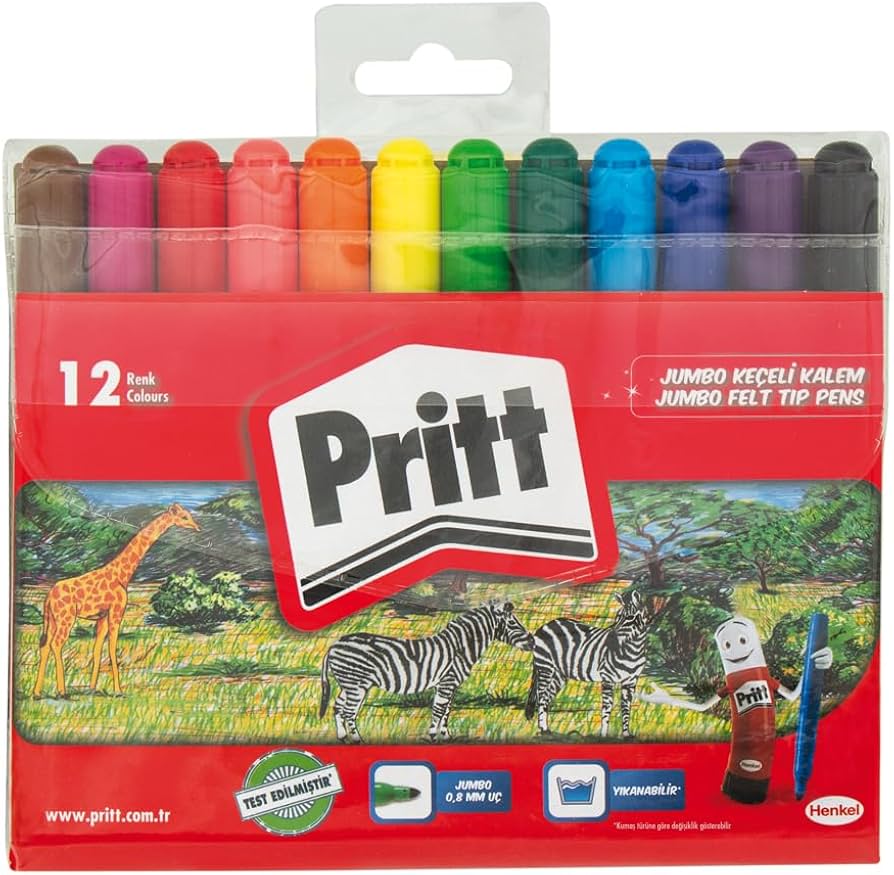 Pritt Keçeli Kalem 12 Renk Jumbo Yuvarlak Uç