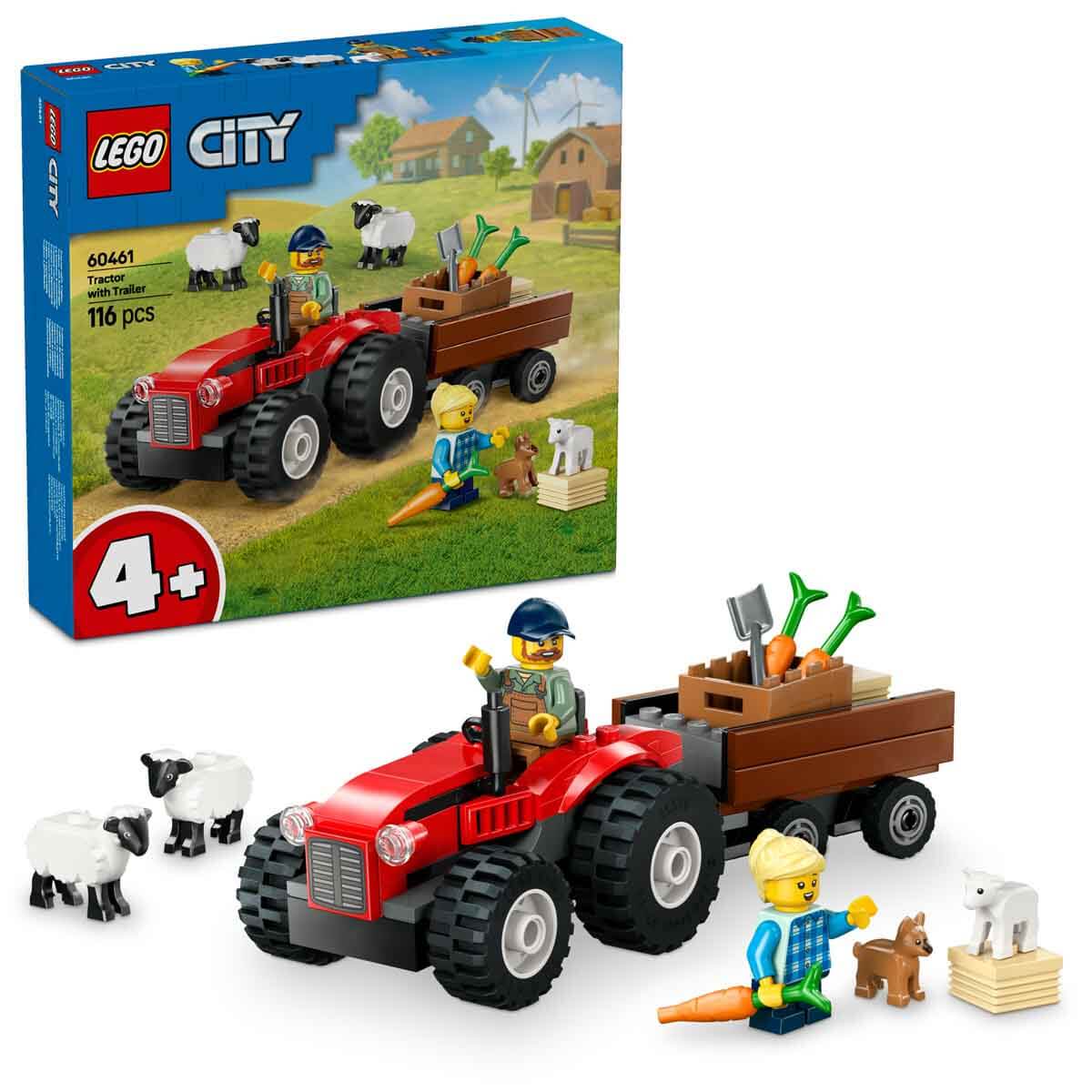LEGO City Römorklu Kırmızı Çiftlik Traktörü ve Koyun 60461