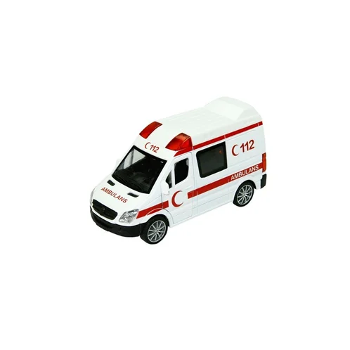 Çek bırak Metal Oyuncak Ambulans Arabası Sesli Işıklı 14 Cm