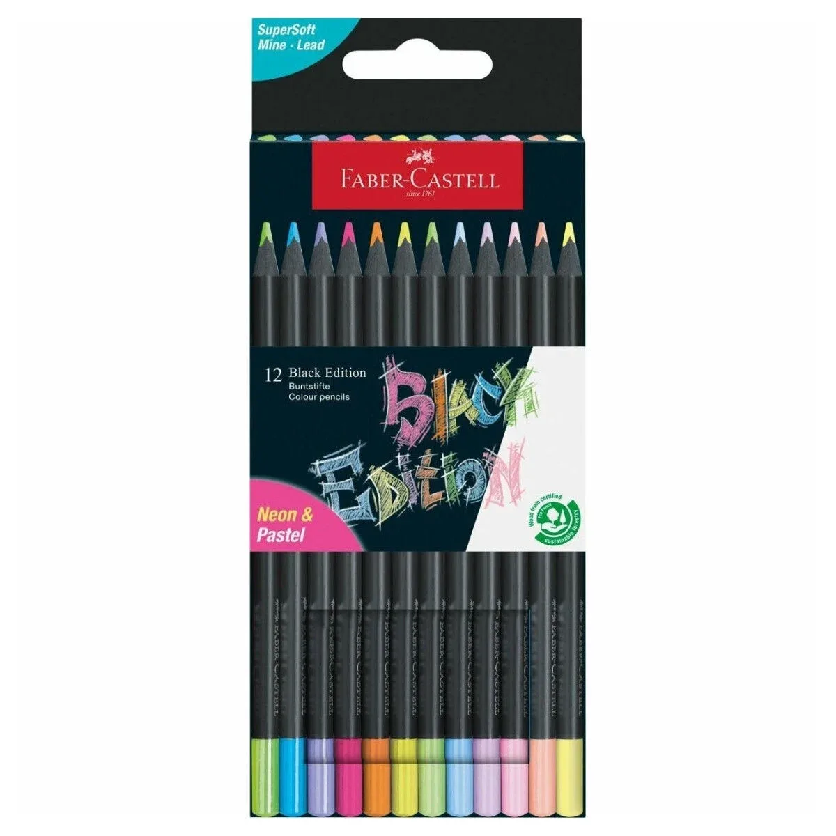 FABER CASTELL BLACK EDİTİON 12 RENK KURU BOYA