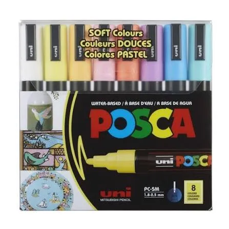 Uni POSCA 1.8 2.5 Su Bazlı Poster Markörü Sotf Renk 8li