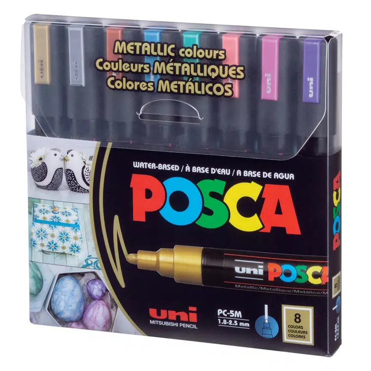 Uni POSCA 1.8 2.5 Su Bazlı Poster Markörü Metalik 8li