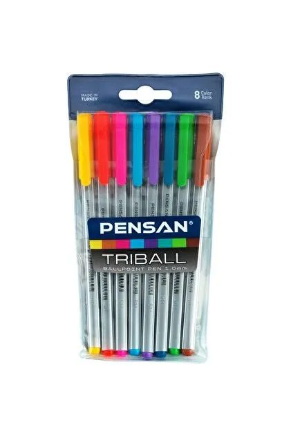 PENSAN TRIBALL TÜKENMEZ KALEM RENKLİ 8 Lİ VAKUMLU
