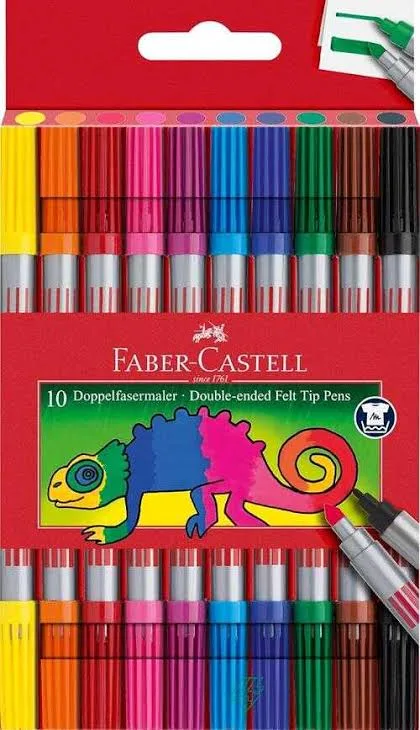 Faber-Castell Çift Uçlu Keçeli Kalem,10 Renk