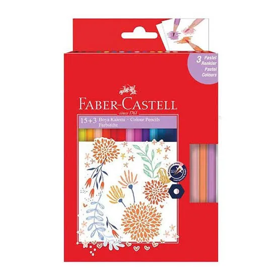 FABER CASTELL 15+3 PASTEL RENK BOYA KALEMİ