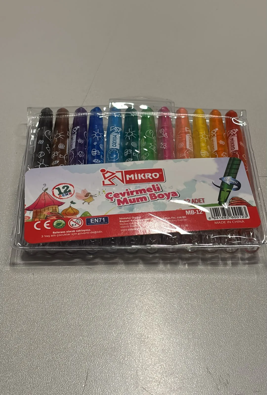 MİKRO MB-12 ÇEVİRMELİ MUM BOYA 12 RENK