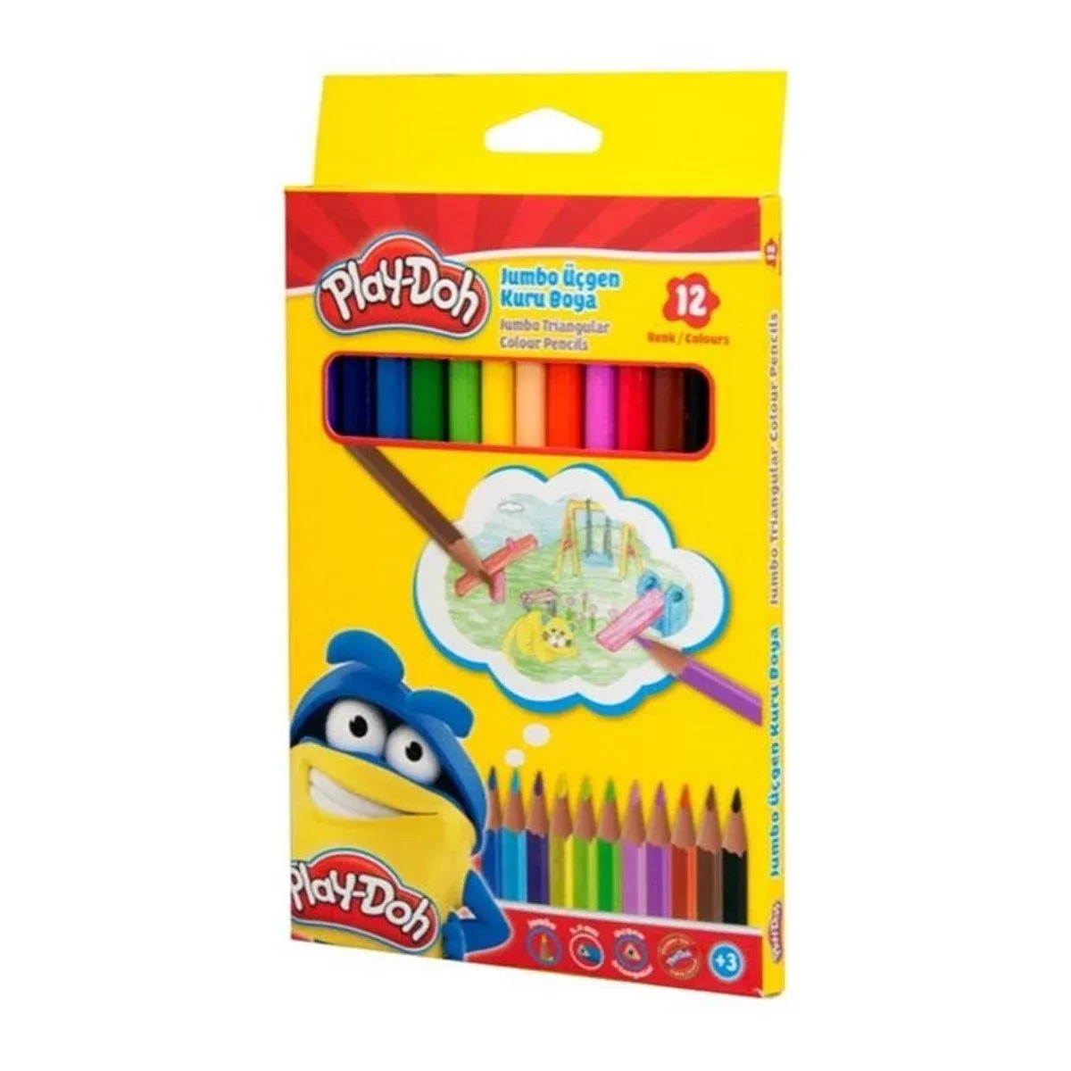 PlayDoh Jumbo Üçgen Kuru Boya 12 Renk
