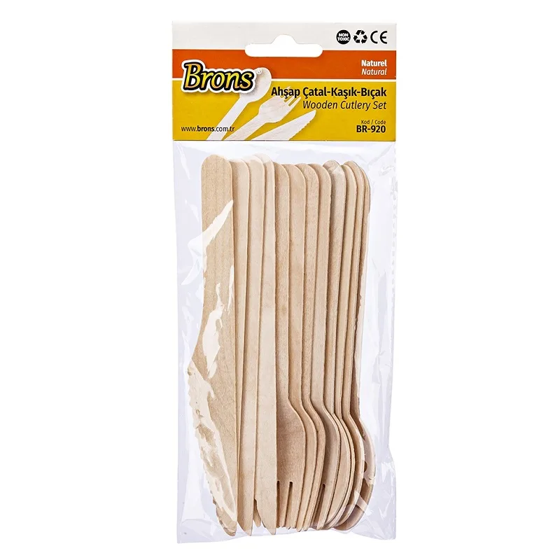 Brons Ahşap Çatal Kaşık Bıçak Naturel Br-920