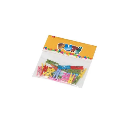 PUTİ RENKLİ AHŞAP MANDAL ORTA BOY 24'LÜ